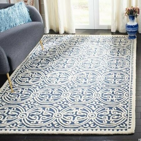 SAFAVIEH 4 x 4 ft. Square Transitional Cambridge- Navy Blue and Ivory Hand Tufted Rug CAM123G-4SQ